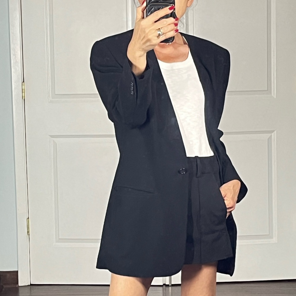 DKNY Donna Karan NY black wool vintage collarless jacket size 2 - Picture 4 of 11